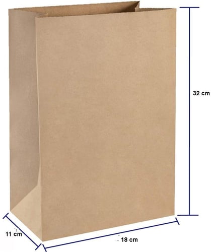 أكياس ورقية كرافت بقاعدة مسطحة -32*18*11سم/50كيس