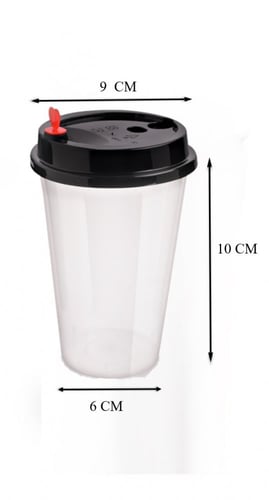 أكواب بلاستيك شفاف للعصائر بغطاء وقلب احمر - 360مل...