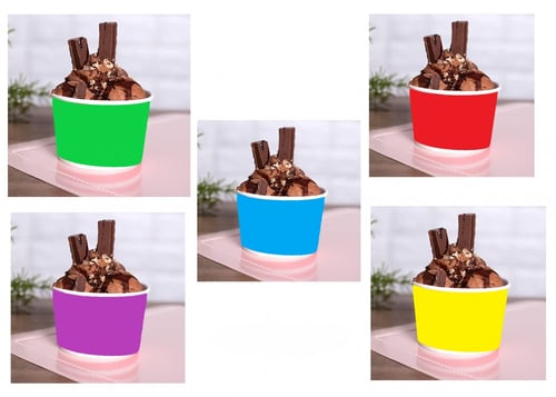 اكوب ورقية بعدة الوان للآيسكريم -6 أنز / العدد 25...