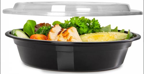 علب بلاستيك اسود بغطاء شفاف-750 مل /العدد 50