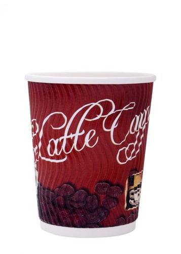 أكواب ورقية عنابي مموجة 3 طبقات-9 أنز / العدد 18 ك...