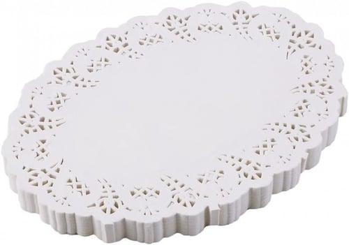 ورق دانتيل بيضاوي أبيض متعدد الاستخدام 22.9*15سم-ا...