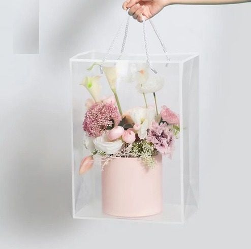 اكياس هدايا بلاستيك شفاف بإطار أبيض /العدد 10