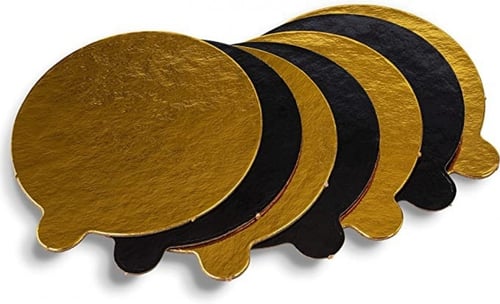 قاعدة كيك دائري ذهبي واسود-10 سم/العدد 40 قاعدة