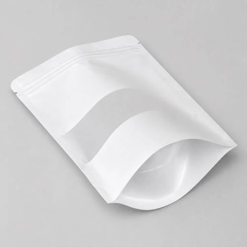 Paper bag for filling and storing coffee and spices, white color with transparent window - 500 grams / 50 bags