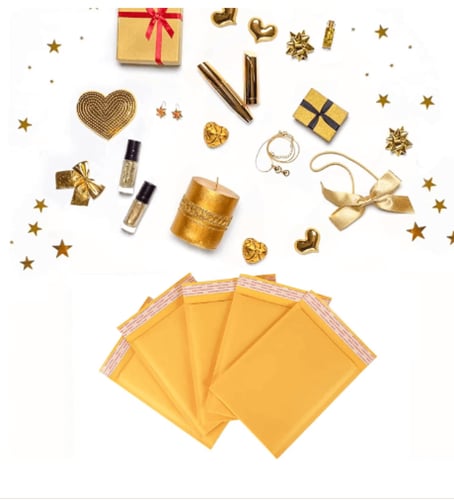 ظرف أصفر للشحن للطرود والطلبات بفقاعات حماية داخلي...