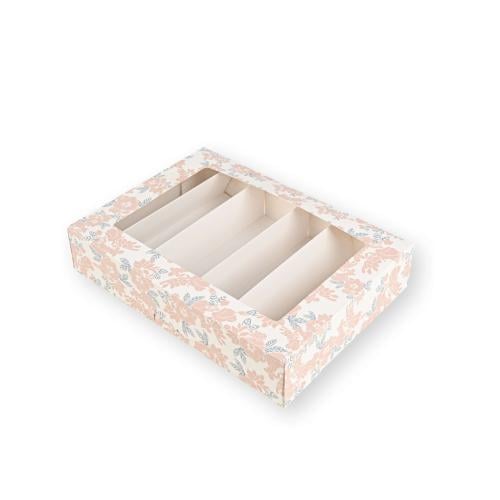 علب ورقية للفطائر والحلويات بنافذة شفافة مقسمة- 5...