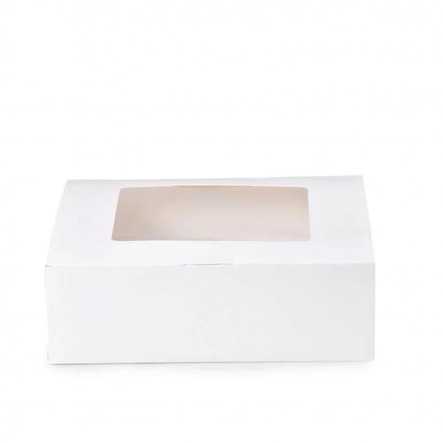 علب ورقية بيضاء للوجبات بغطاء متصل ونافذة شفافة لت...