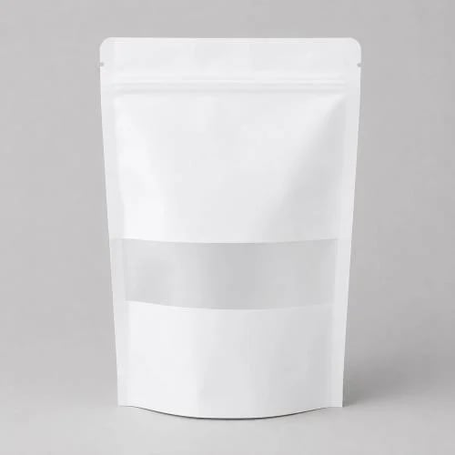 Paper bag for filling and storing coffee and spices, white color with transparent window - 1000 grams / 50 bags