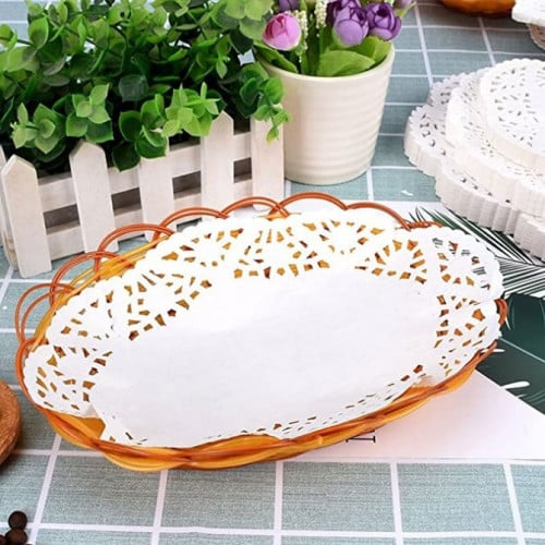 ورق دانتيل بيضاوي أبيض متعدد الاستخدام 30*20سم- ال...