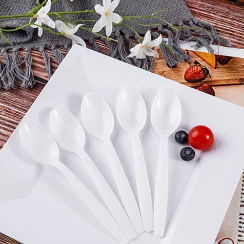 ملاعق بلاستيك صغيره ابيض -115مم/العدد 200 ملعقة