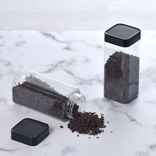 علب بلاستيك للبهارات والقهوة بغطاء اسود - 450 مل /...