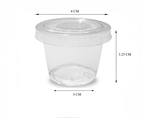 علبة بلاستيك للصوصات بغطاء منفصل شفاف - 1 أنز- الع...