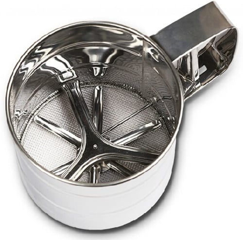 كوب منخل ستانليس ستيل للدقيق و السكر لون فضي-كبير...