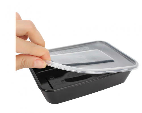 علب بلاستيك للميكروويف اسود بغطاء شفاف -1500مل/الع...