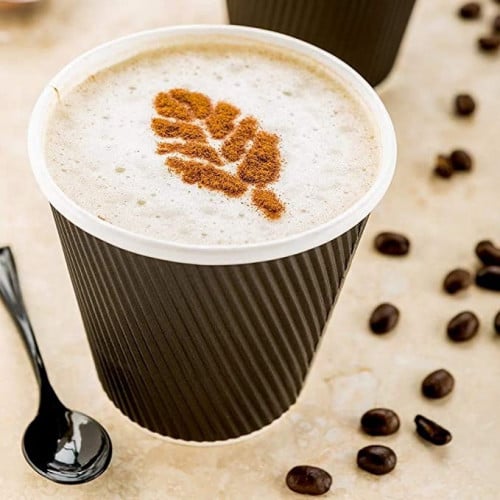 أكواب ورقية أسود مموجة بدون غطاء 3 طبقات- 7 أنز /...