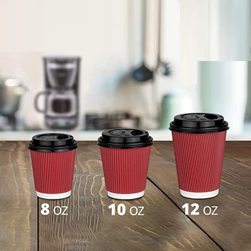 أكواب ورقية عنابي مموجة بدون غطاء 3 طبقات -8 أنز /...