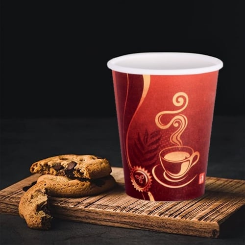 أكواب ورقية احمر كوفي تي - 7 أنز / العدد 50 كوب