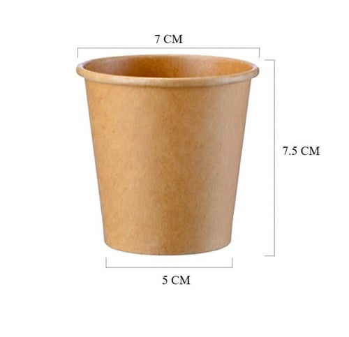 أكواب ورقية لون كرافت فاتح بطبقة سميكة مقاس -7 أنز...