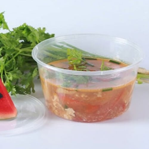 وعاء بلاستيك للميكروويف شفاف بغطاء دائري -20أنز/ال...