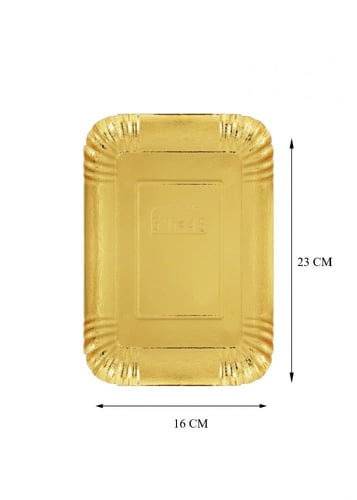 صحن ورق للكيك والحلي ذهبي مستطيل - 23*16سم/العدد 2...