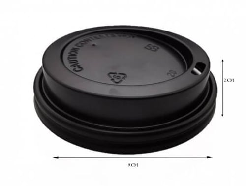 غطاء مسطح أسود لكاسات الورق -/12أنز / العدد 50 غطا...