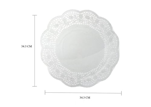 ورق دانتيل دائري أبيض متعدد الاستخدام 34.3سم-العدد...