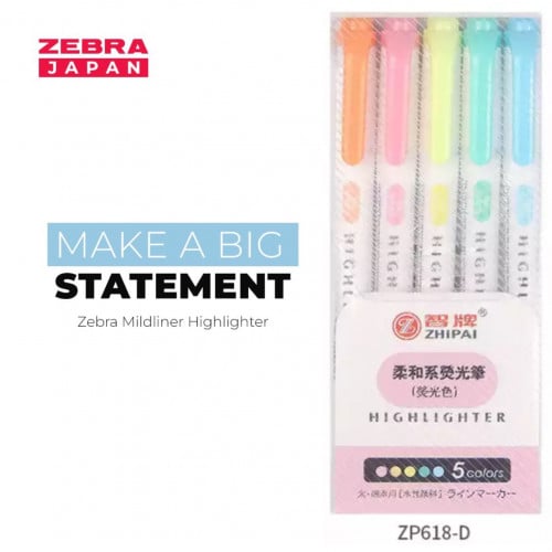 طقم أقلام زيبرا Mildliner تمييز ومظهر 5 لون