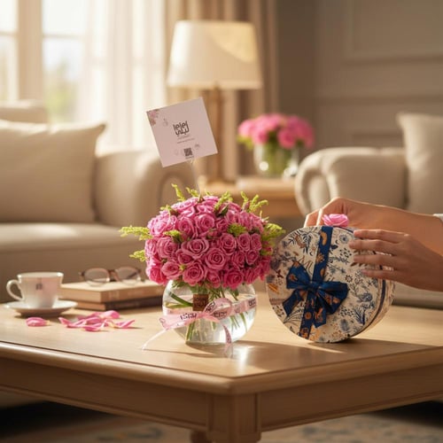 باقة الفازة الراقية وشكولاته ميونخ