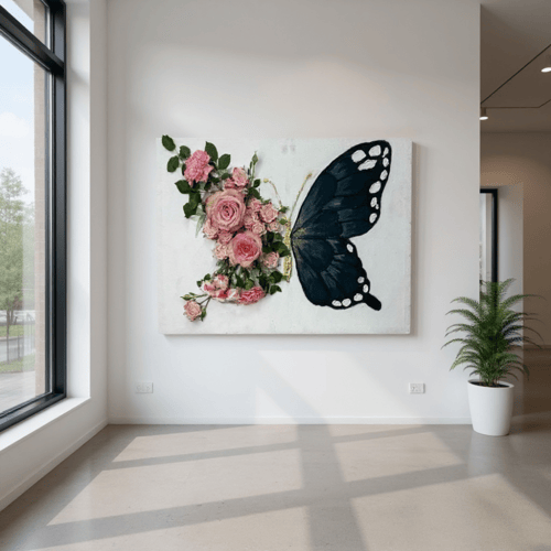 لوحة الفراشة الوردية