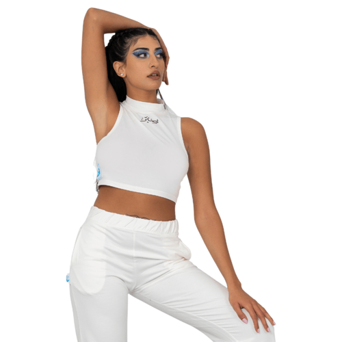 كروب توب نسائي أوف وايت بتطريز «صبر»