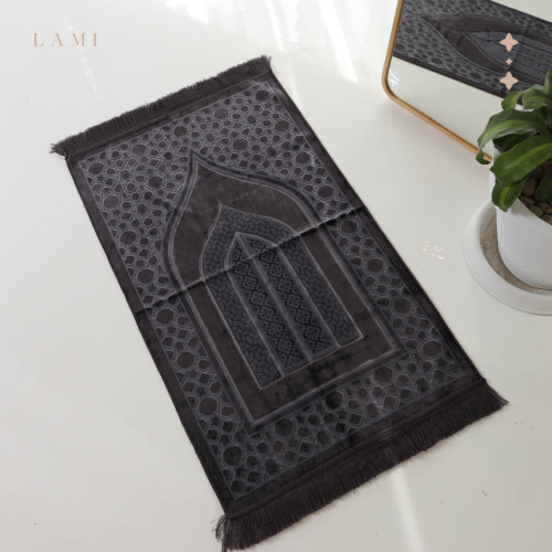 سجادة صلاة حرير - رمادي ملكي