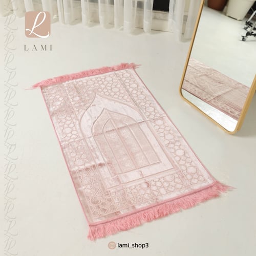 سجادة صلاة حرير - وردي