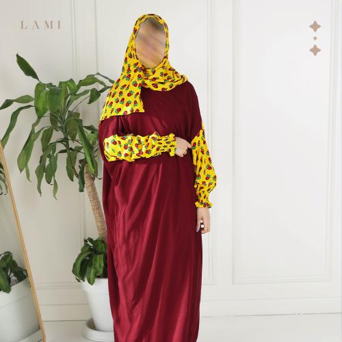 شرشف صلاة سادة وطرحة مشجرة -عودي