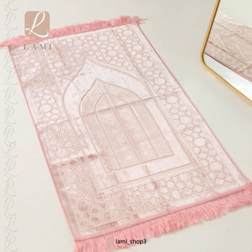 سجادة صلاة حرير - وردي