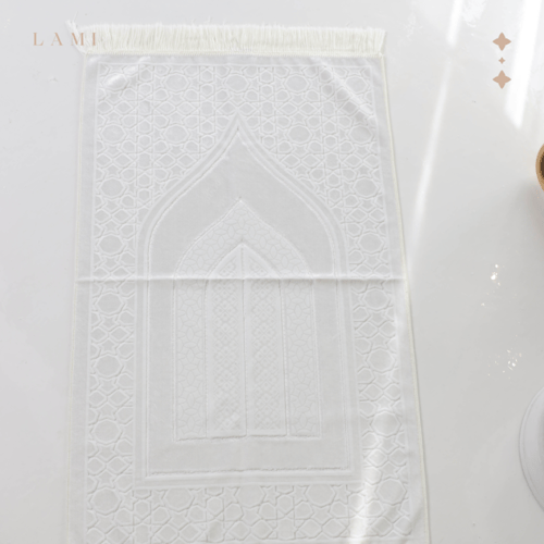 سجادة صلاة حرير - ابيض