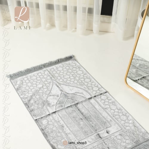 سجادة صلاة حرير -رمادي