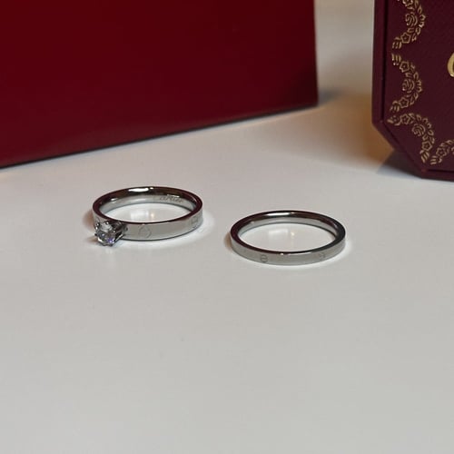 خاتم كارتير توينز اللون الفضي