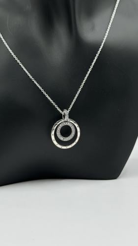 سلسال باندورا فضي بكريستال شكل دائري