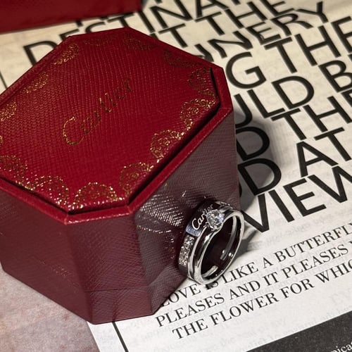 دبل خاتم كارتير الالماسي لون فضي