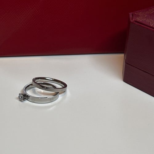 خاتم كارتير توينز اللون الفضي