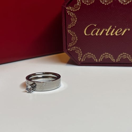 خاتم كارتير توينز اللون الفضي