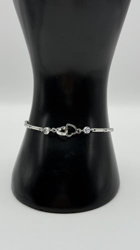 سوار فضة قلبين وفصوص عيار 925