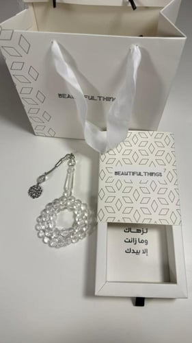 سبحة أبيض شفاف