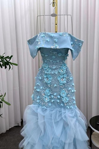 فستان سهرة - سماوي