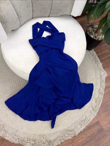 فستان ناعم - قصير لونين نيلي و زهري