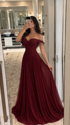 فستان نارو عنابي