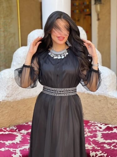 جلابية كريب مع تل وحزام