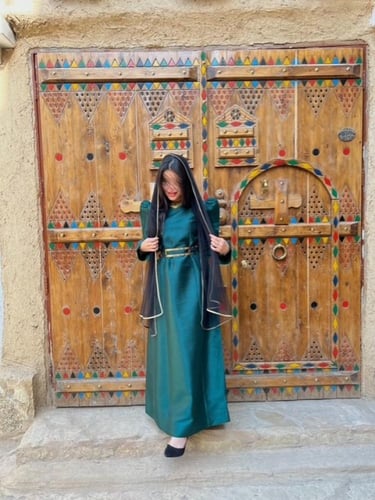 جلابية تفته لون أخضر وأسود