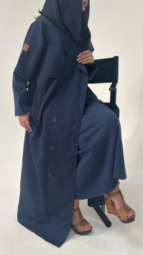 ترنش عباية خامة كتان ثقيل لون أسود وبيج وكحلي وبني